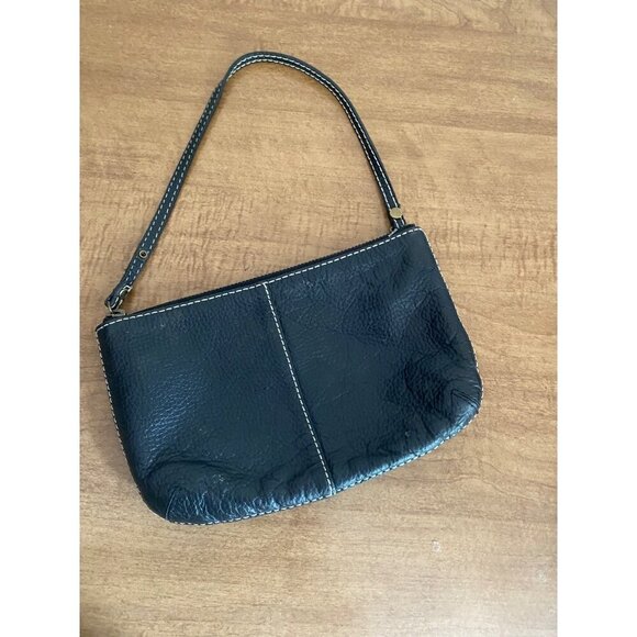 Vintage Y2K Black Pebbled Leather Baguette Mini Shoulder Bag - Picture 1 of 3